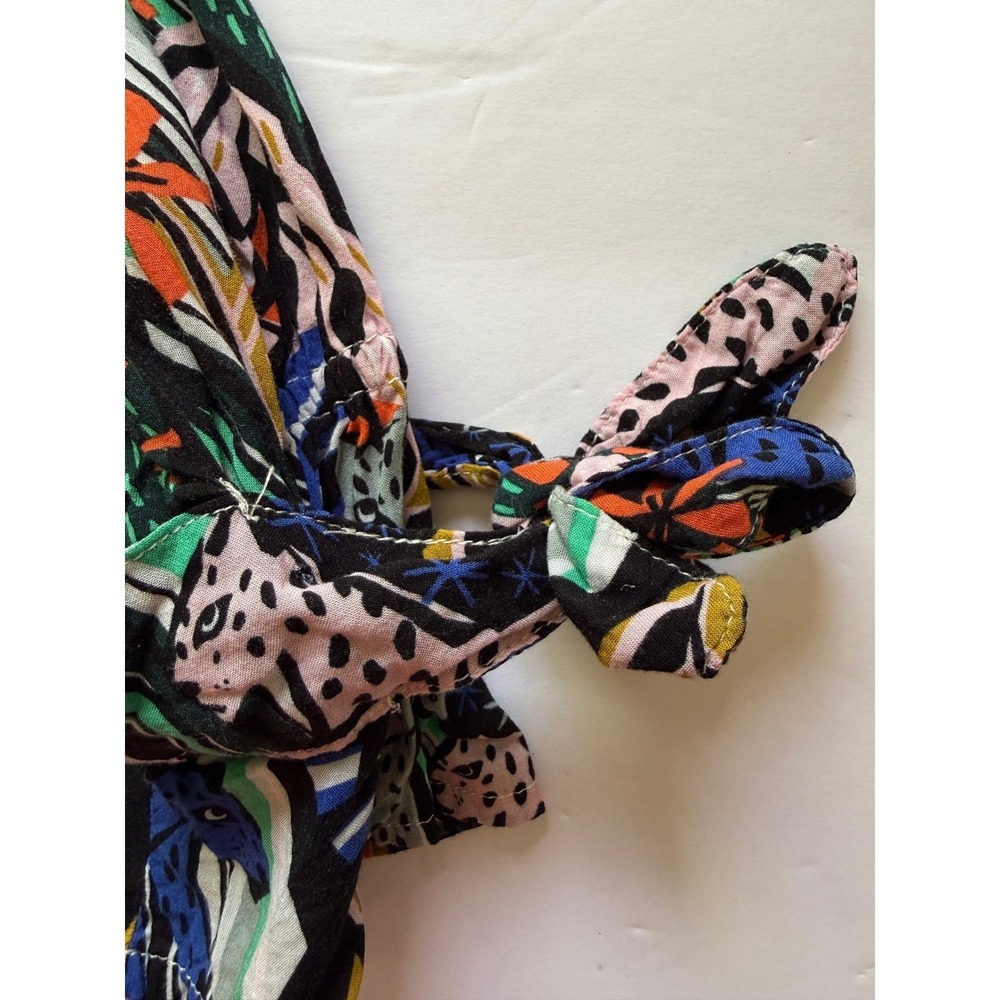 Anthropologie Margaret Jeane Jungle Leopard Blouse Multicolor Tie Cuff Size 16W - Picture 11 of 11